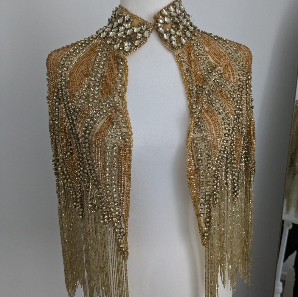 SOLD on Depop! Beaded burlesque Firnges hand made poncho
